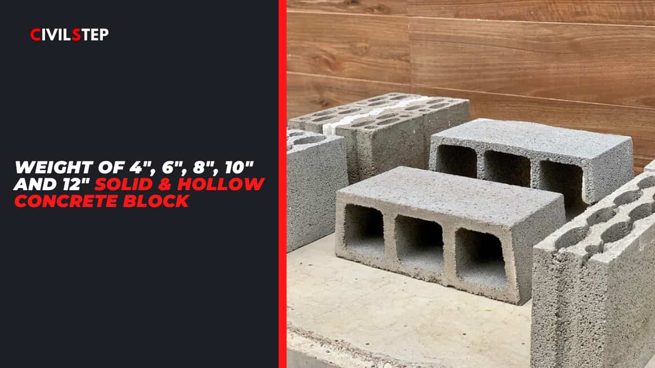 Weight of 4″, 6″, 8″, 10″ and 12″ Solid & Hollow Concrete Block 