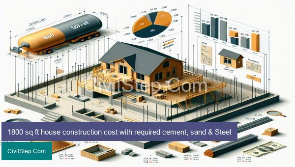 1800 sq ft house construction cost with required cement, sand & Steel