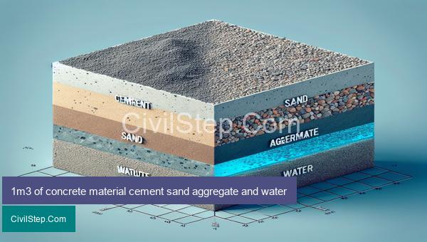 1m3 of concrete material cement sand aggregate and water