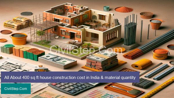 All About 400 sq ft house construction cost in India & material quantity
