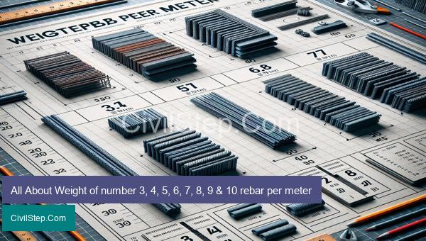 All About Weight of number 3, 4, 5, 6, 7, 8, 9 & 10 rebar per meter