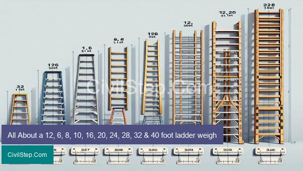 All About a 12, 6, 8, 10, 16, 20, 24, 28, 32 & 40 foot ladder weigh