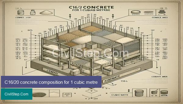 C16/20 concrete composition for 1 cubic metre