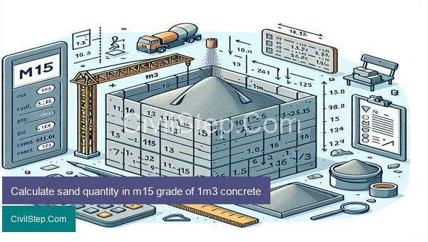 Calculate sand quantity in m15 grade of 1m3 concrete