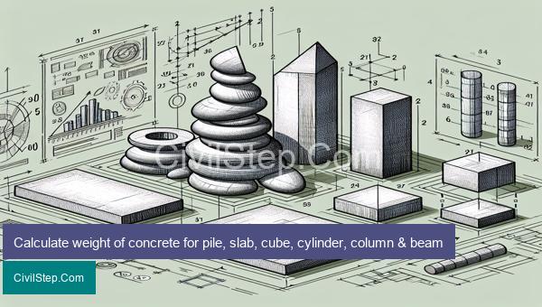 Calculate weight of concrete for pile, slab, cube, cylinder, column & beam