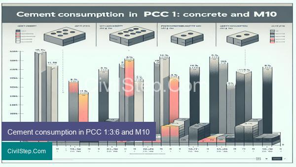 Cement consumption in PCC 1:3:6 and M10