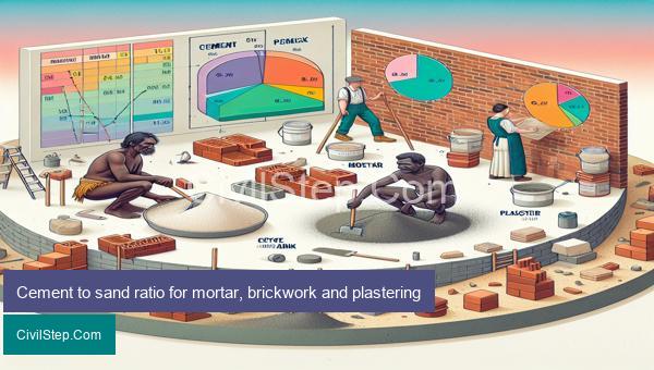 Cement to sand ratio for mortar, brickwork and plastering