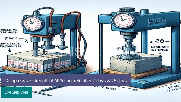 Compressive strength of M25 concrete after 7 days & 28 days