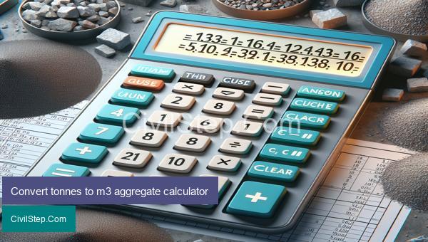 Convert tonnes to m3 aggregate calculator