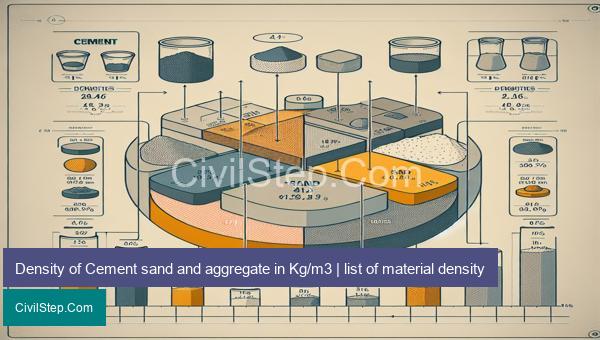 Density of Cement sand and aggregate in Kg/m3 | list of material density