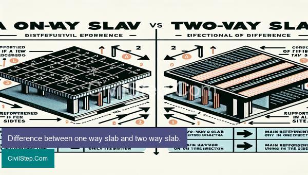 Difference between one way slab and two way slab.