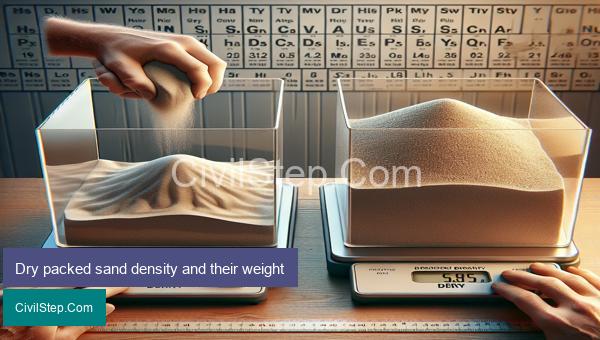 Dry packed sand density and their weight