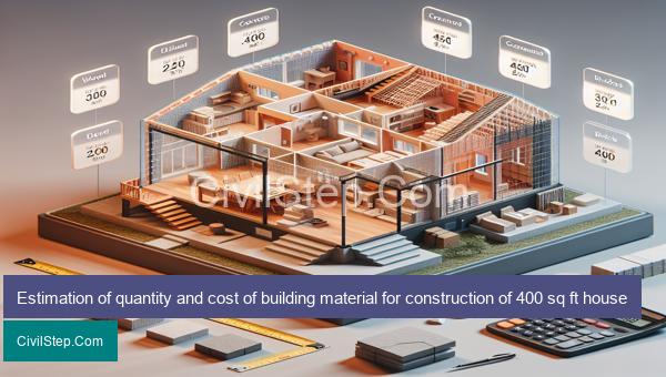 Estimation of quantity and cost of building material for construction of 400 sq ft house