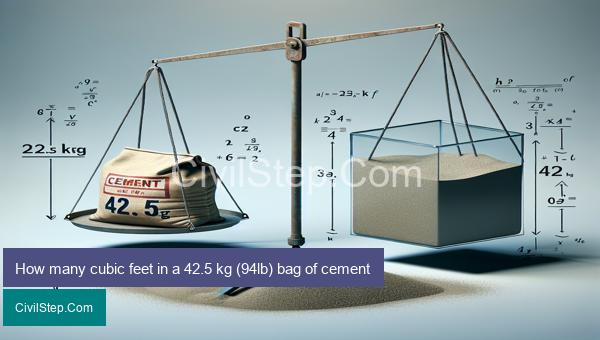 How many cubic feet in a 42.5 kg (94lb) bag of cement