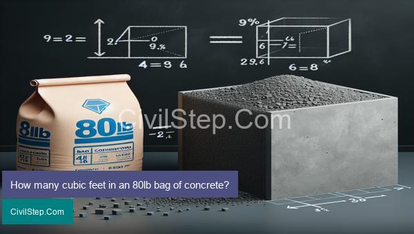 How many cubic feet in an 80lb bag of concrete?