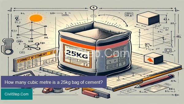 How many cubic metre is a 25kg bag of cement?