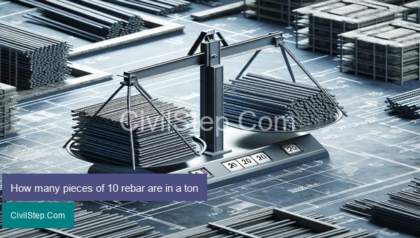 How many pieces of 10 rebar are in a ton