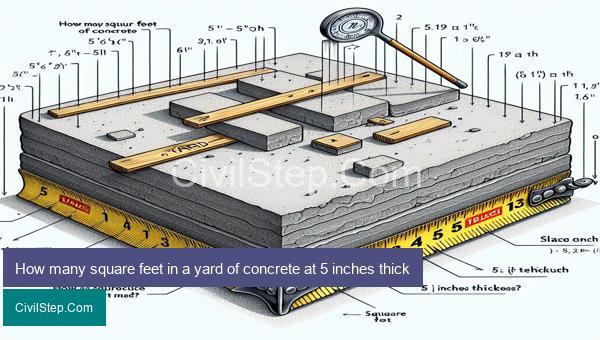How many square feet in a yard of concrete at 5 inches thick