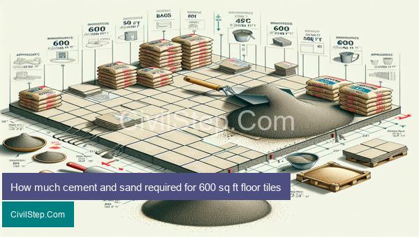 How much cement and sand required for 600 sq ft floor tiles
