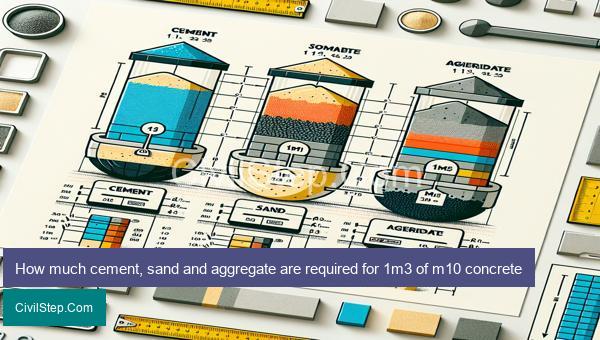 How much cement, sand and aggregate are required for 1m3 of m10 concrete