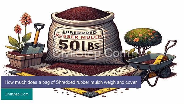 How much does a bag of Shredded rubber mulch weigh and cover