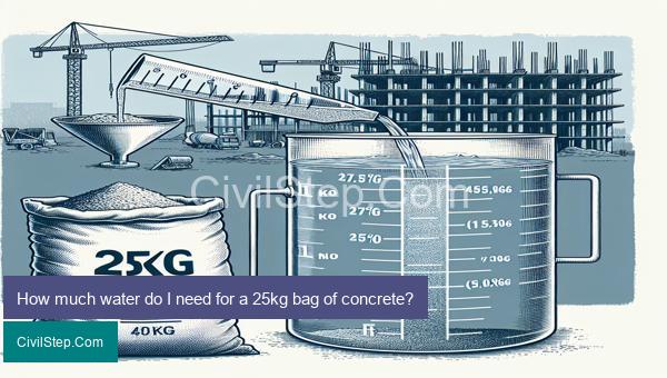 How much water do I need for a 25kg bag of concrete?