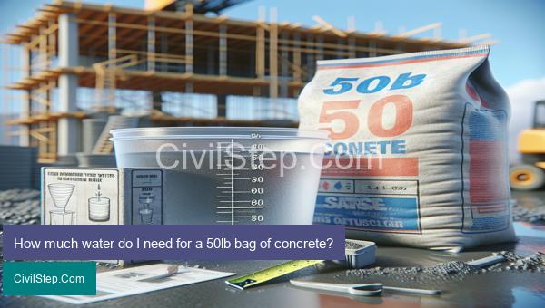 How much water do I need for a 50lb bag of concrete?