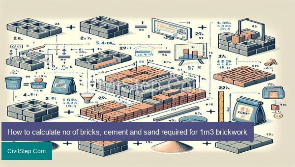 How to calculate no of bricks, cement and sand required for 1m3 brickwork