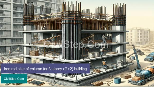 Iron rod size of column for 3 storey (G+2) building