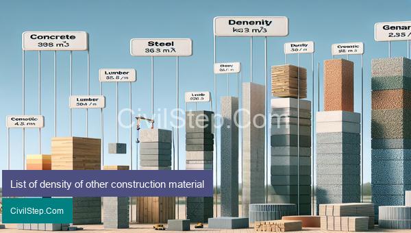 List of density of other construction material