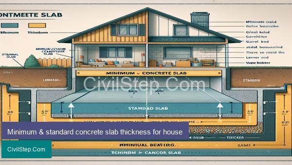 Minimum & standard concrete slab thickness for house