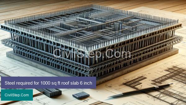 Steel required for 1000 sq ft roof slab 6 inch