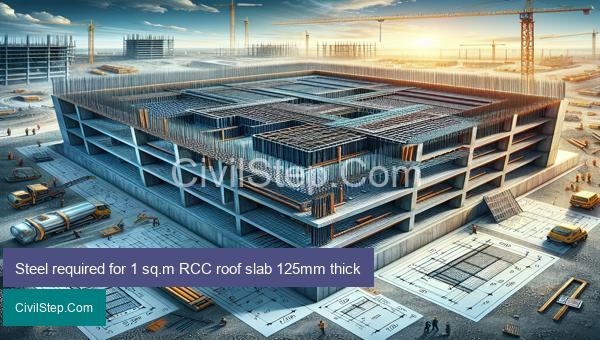 Steel required for 1 sq.m RCC roof slab 125mm thick