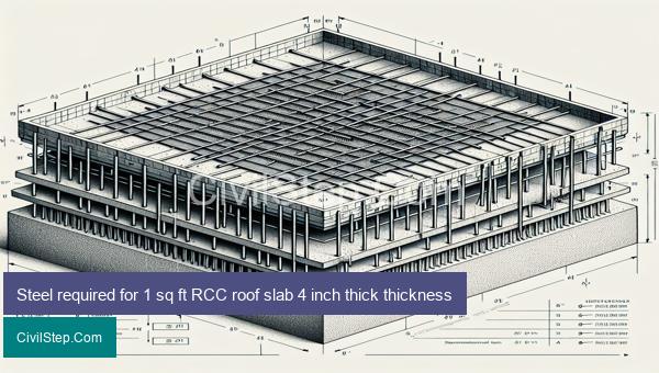 Steel required for 1 sq ft RCC roof slab 4 inch thick thickness