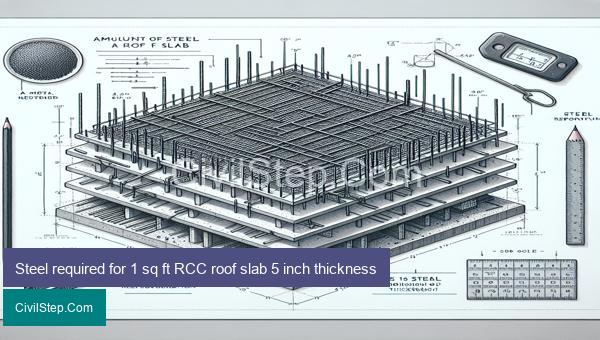 Steel required for 1 sq ft RCC roof slab 5 inch thickness