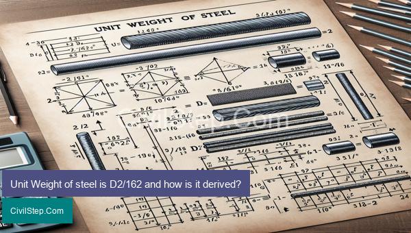 Unit Weight of steel is D2/162 and how is it derived?