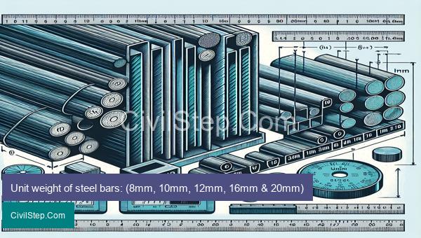 Unit weight of steel bars: (8mm, 10mm, 12mm, 16mm & 20mm)