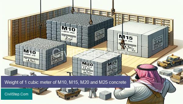 Weight of 1 cubic meter of M10, M15, M20 and M25 concrete