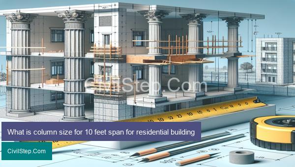 What is column size for 10 feet span for residential building