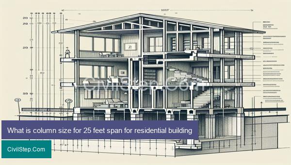 What is column size for 25 feet span for residential building