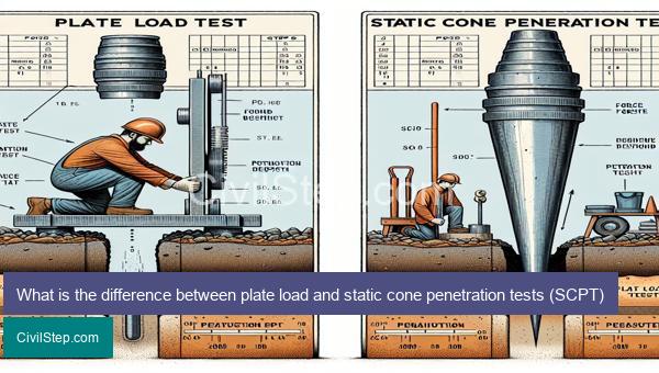 What is the difference between plate load and static cone penetration tests (SCPT)