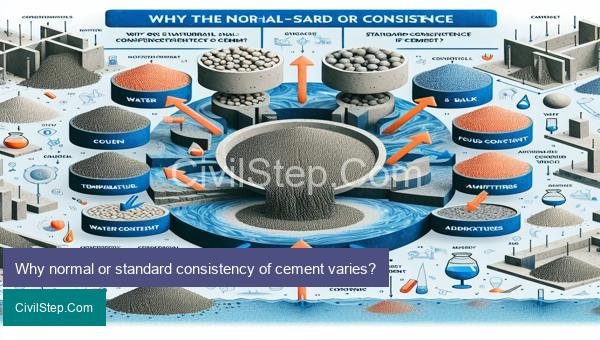 Why normal or standard consistency of cement varies?