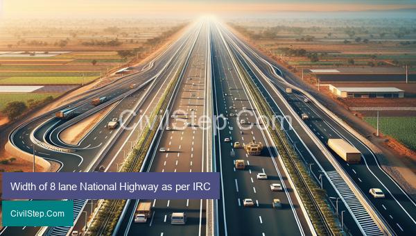 Width of 8 lane National Highway as per IRC