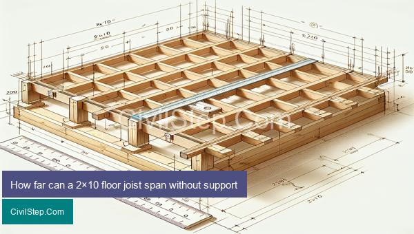 How far can a 2×10 floor joist span without support