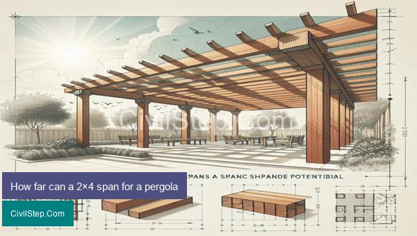 How far can a 2×4 span for a pergola