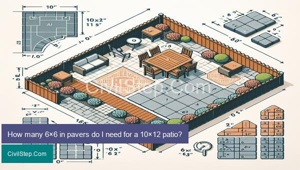 How many 6×6 in pavers do I need for a 10×12 patio?