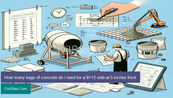 How many bags of concrete do i need for a 8×12 slab at 5 inches thick