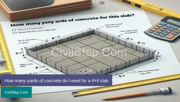 How many yards of concrete do I need for a 4×4 slab